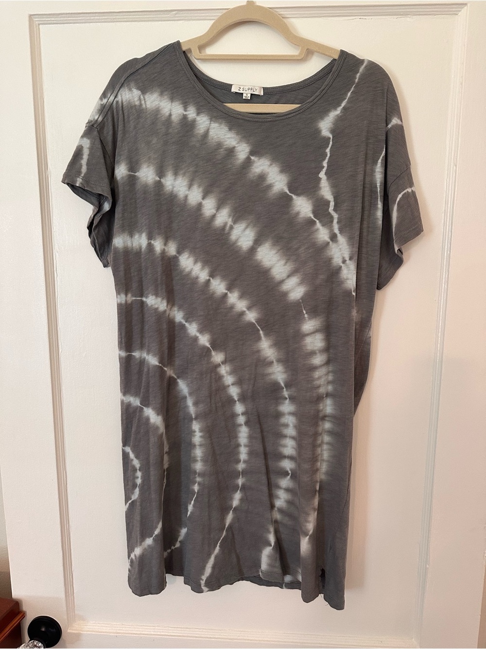 Z Supply Charcoal and White Tie-Dye Tee Dress